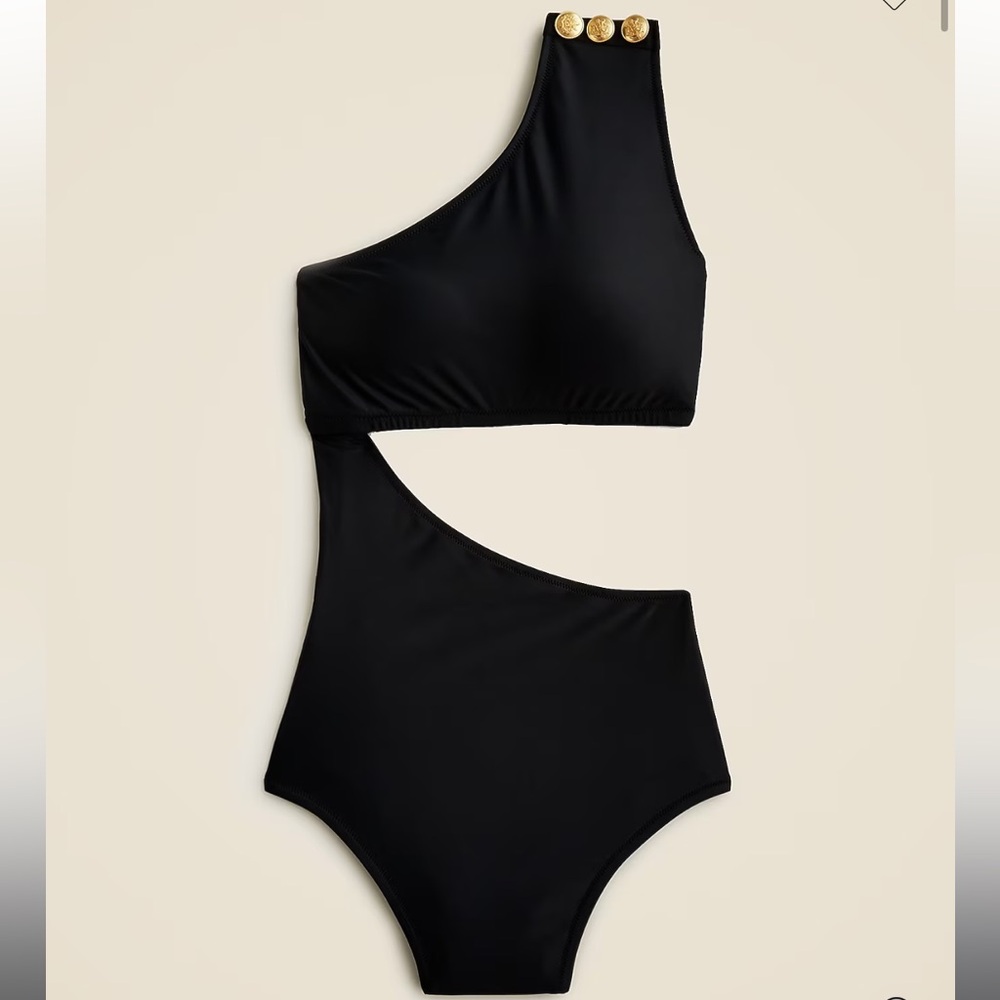 Cutout one-piece full-coverage swimsuit with buttons